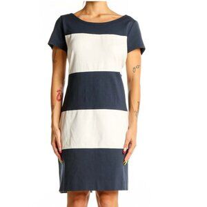 Banana Republic Bi-Stretch Scoop Neck Striped Shift Dress in Navy/White Womens 4